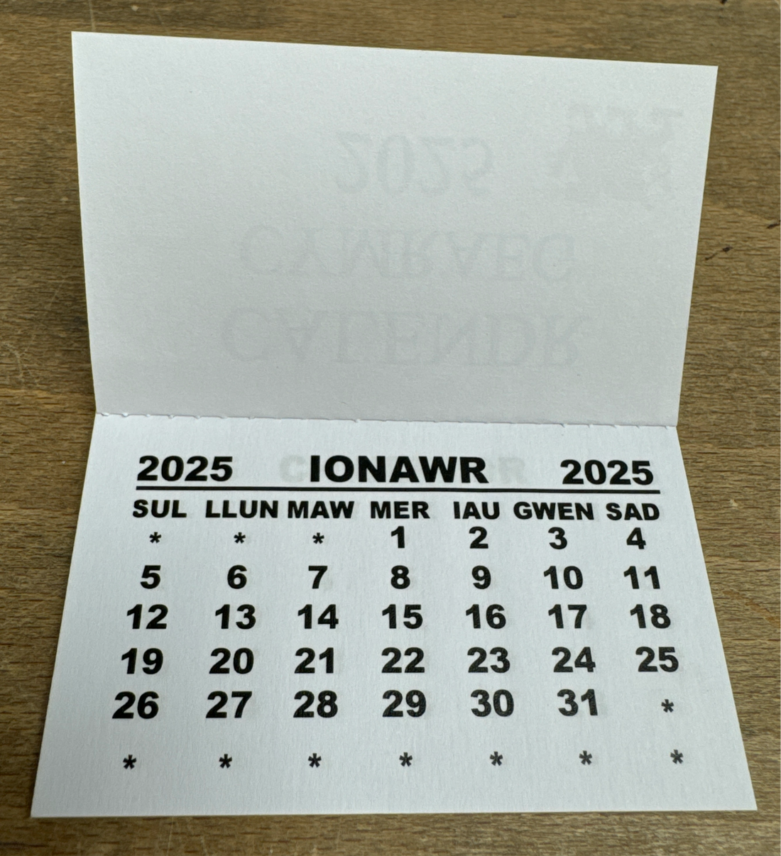 Welsh Calendar Tab &