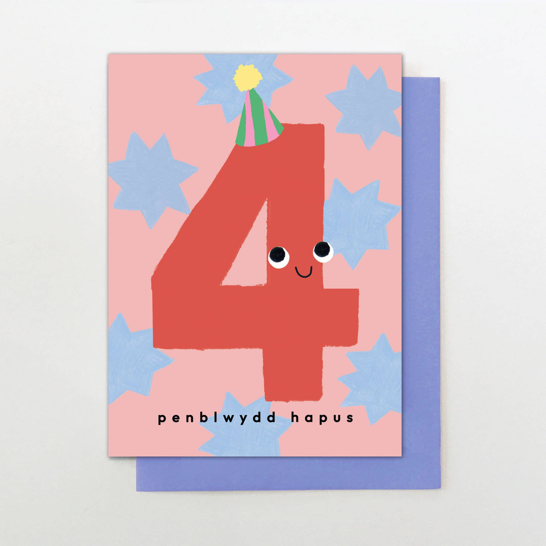 Welsh 4th Birthday card "Penblwydd Hapus 4"