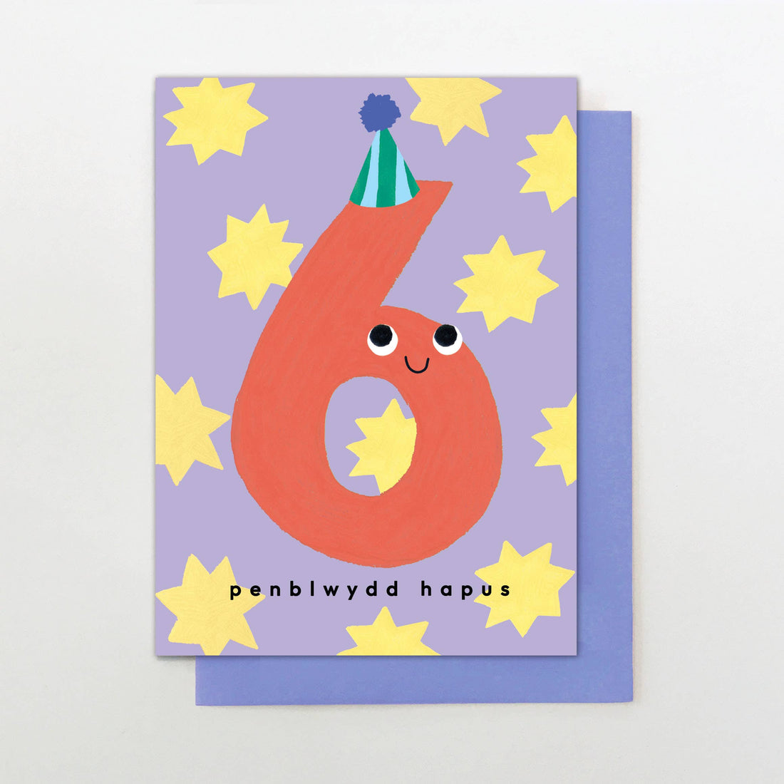 Welsh 6th Birthday card "Penblwydd Hapus 6"