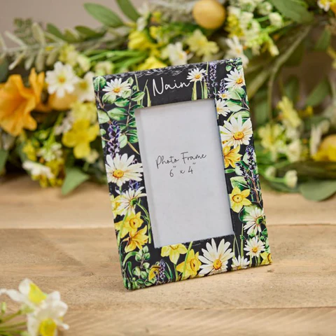Slate Photo Frame - Flowers - Ffrind / Nain / Mam