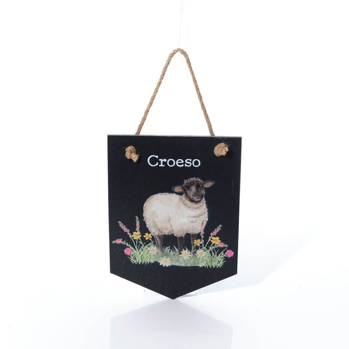 Welsh Pennant Slate Plaque - Sheep - &