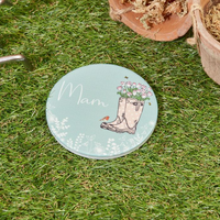 Welsh ceramic coaster - wellies - Nain / Ffrind / Mam