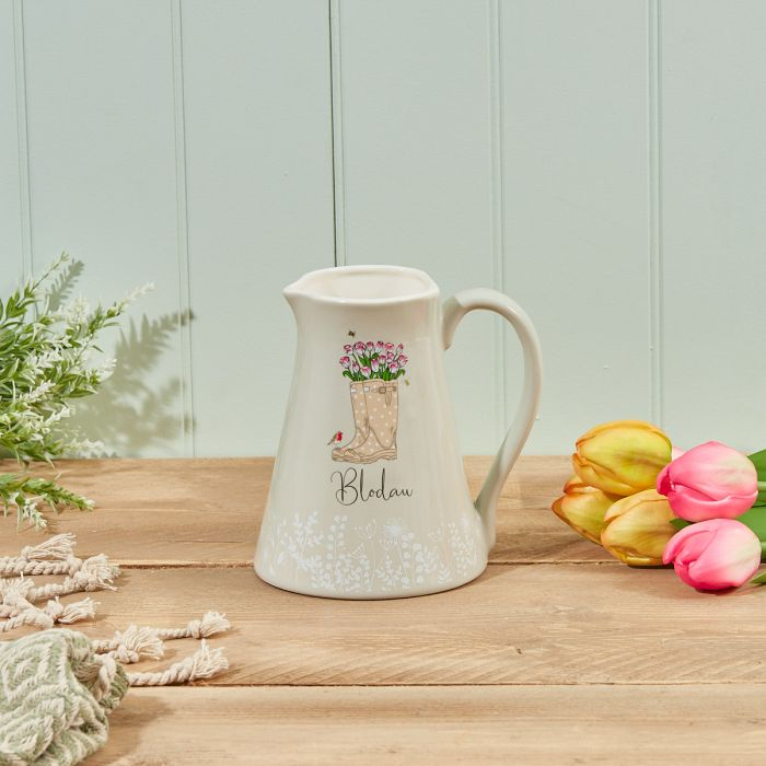 Welsh 'Blodau' jug - Flowers in Wellies