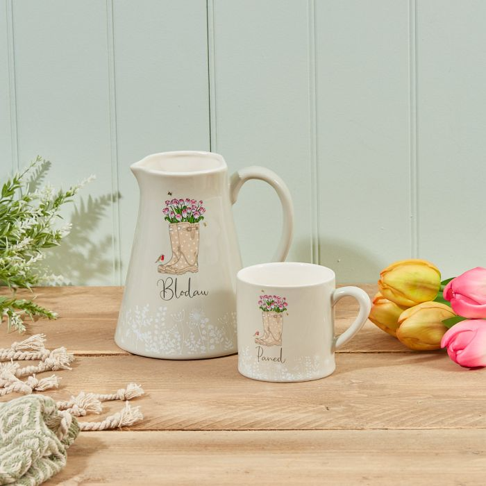 Welsh 'Paned' mug - Flowers in Wellies