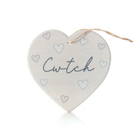 Ceramic Heart Plaque - Cwtch / Cariad / Cartref / Hiraeth / Hapus / Teulu