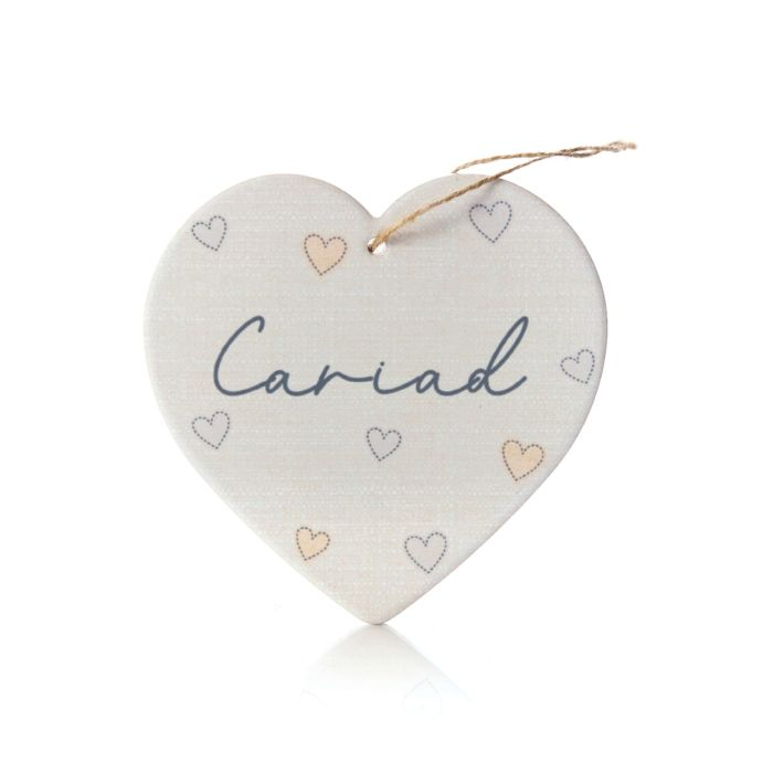 Ceramic Heart Plaque - Cwtch / Cariad / Cartref / Hiraeth / Hapus / Teulu