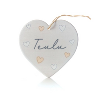 Ceramic Heart Plaque - Cwtch / Cariad / Cartref / Hiraeth / Hapus / Teulu