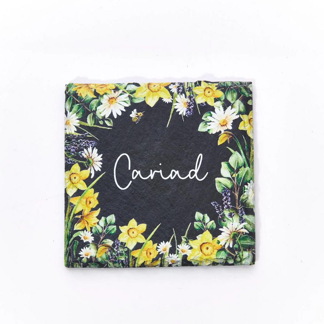 Welsh Floral Slate Coaster - Ffrind / Nain / Chwaer