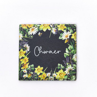 Welsh Floral Slate Coaster - Ffrind / Nain / Chwaer