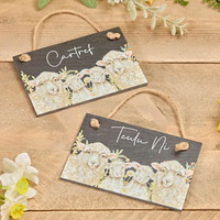 Rectangular Slate Plaque - Sheep & Florals - 'Teulu Ni' or 'Cartref'