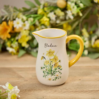 Welsh 'Blodau' jug - Daffodils with Yellow Handle