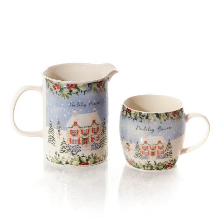 Nadolig Llawen jug - Christmas cottage