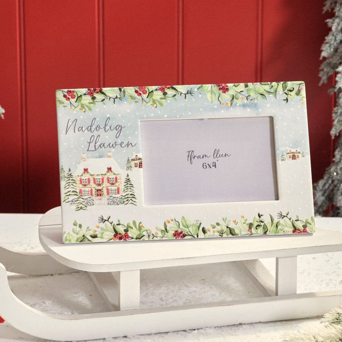 Ceramic photo frame 6x4 - 'Nadolig Llawen' - cottage