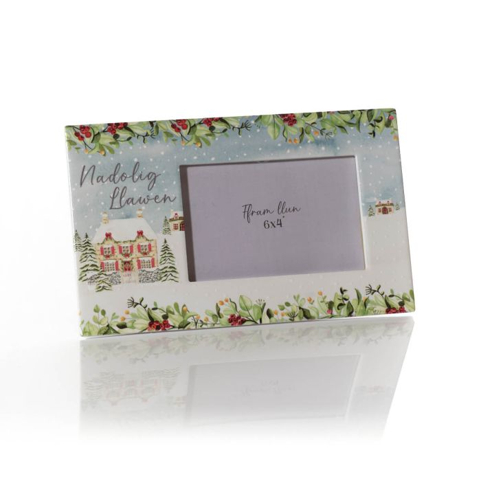Ceramic photo frame 6x4 - 'Nadolig Llawen' - cottage