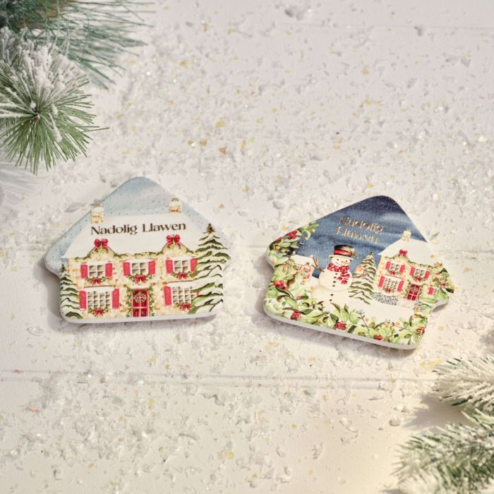 Nadolig Llawen ceramic coaster - gold details