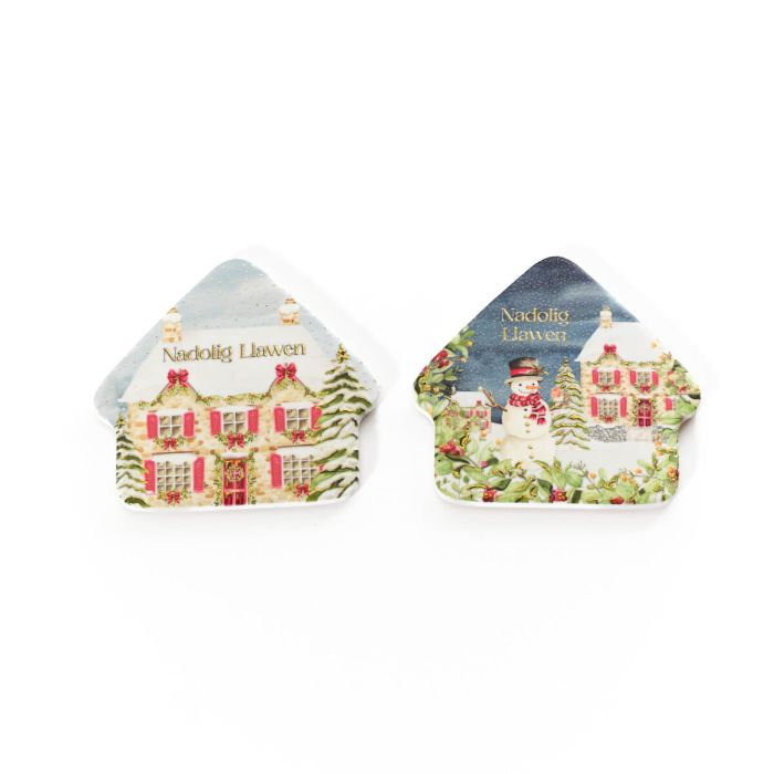 Nadolig Llawen ceramic coaster - gold details