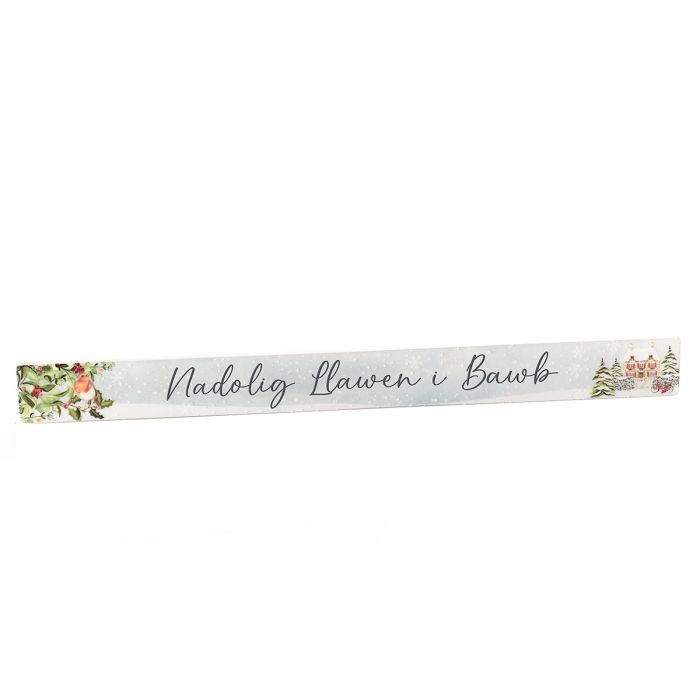 Welsh Christmas Ceramic Block Decoration 'Nadolig Llawen i Bawb' - Cottage