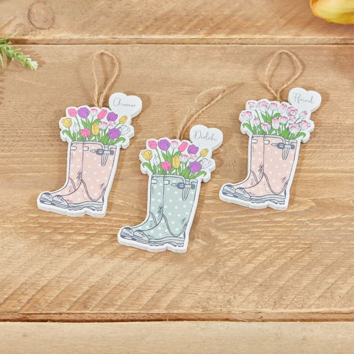 Welsh hanging decorations - Flowers in Wellies