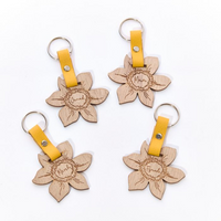 Welsh Wooden Gift Keyring - Daffodil