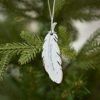 Wooden Christmas Decoration - Nadolig Llawen - White Feather