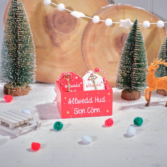 Wooden Christmas Decoration - Allwedd Hud Siôn Corn - Magic Key