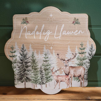 Welsh Evergreen 'Nadolig Llawen' Woodland Stag Wooden Plaque
