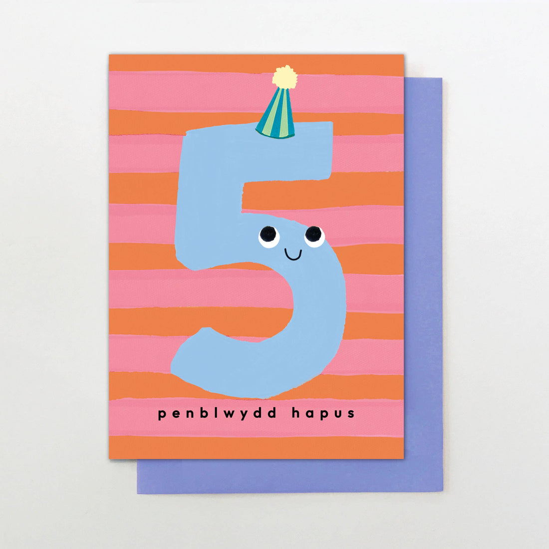 Welsh 5th Birthday card "Penblwydd Hapus 5"