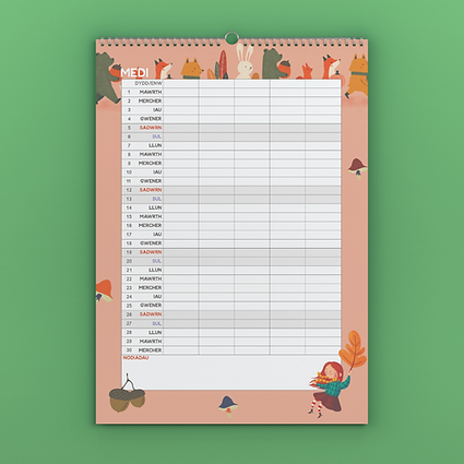 Trefnydd Teulu 2026 A3 Family Planner Calendar