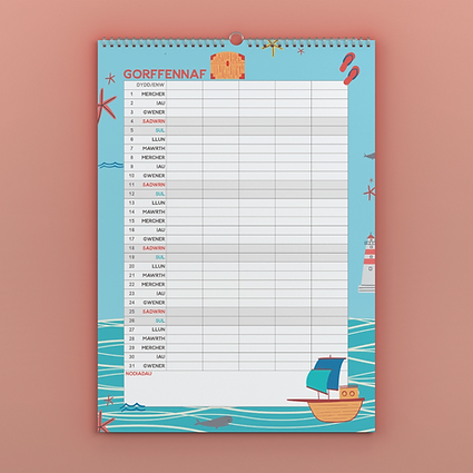 Trefnydd Teulu 2026 A3 Family Planner Calendar