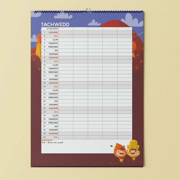 Trefnydd Teulu 2025 A3 Family Planner Calendar