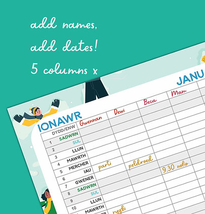 Trefnydd Teulu 2026 A3 Family Planner Calendar