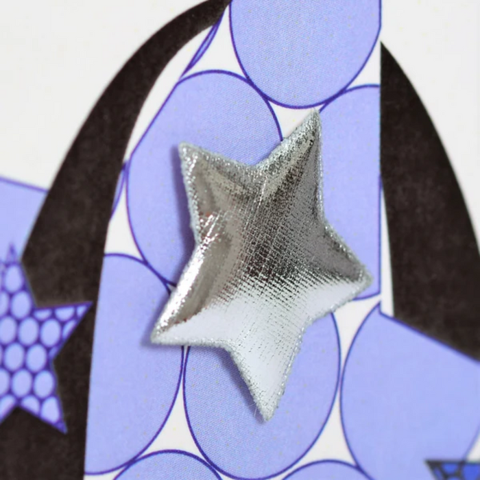 Welsh 80th Birthday Card' Penblwydd Hapus 80' Blue Stars