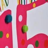 Welsh 15th Birthday Card 'Gwna ddymuniad 15' Pompoms - Pink