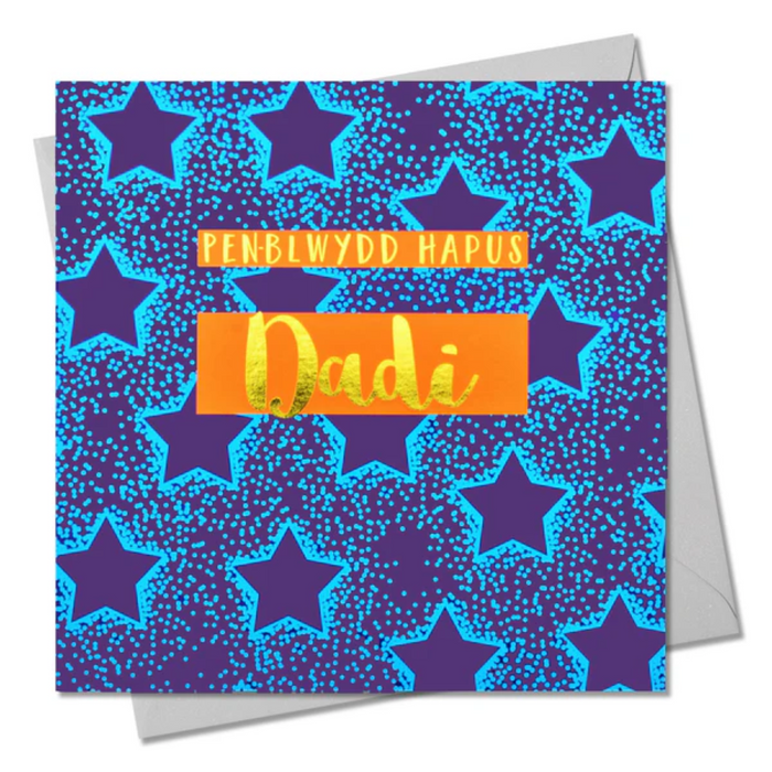 Birthday card 'Pen-blwydd Hapus Dadi' daddy foil