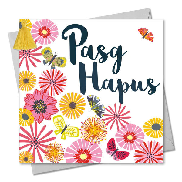 Easter card 'Pasg Hapus' Butterflies - Tassel