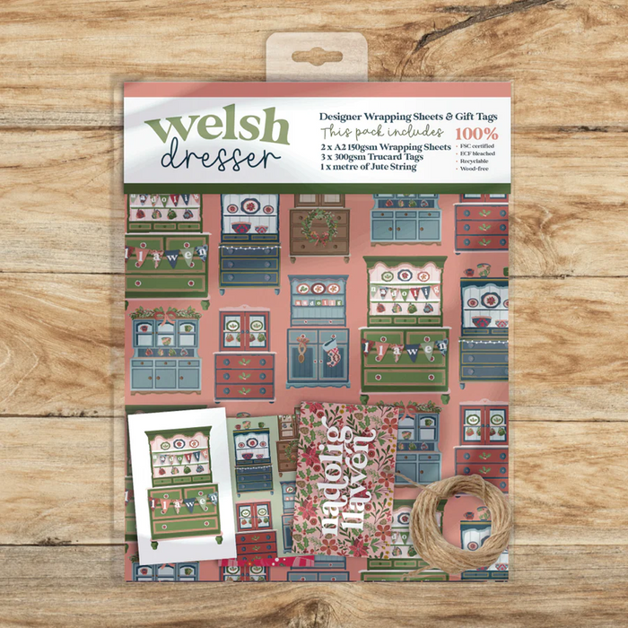 Christmas wrapping paper & tags - Welsh dresser