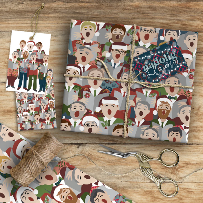 Christmas wrapping paper & tags - male voice choir