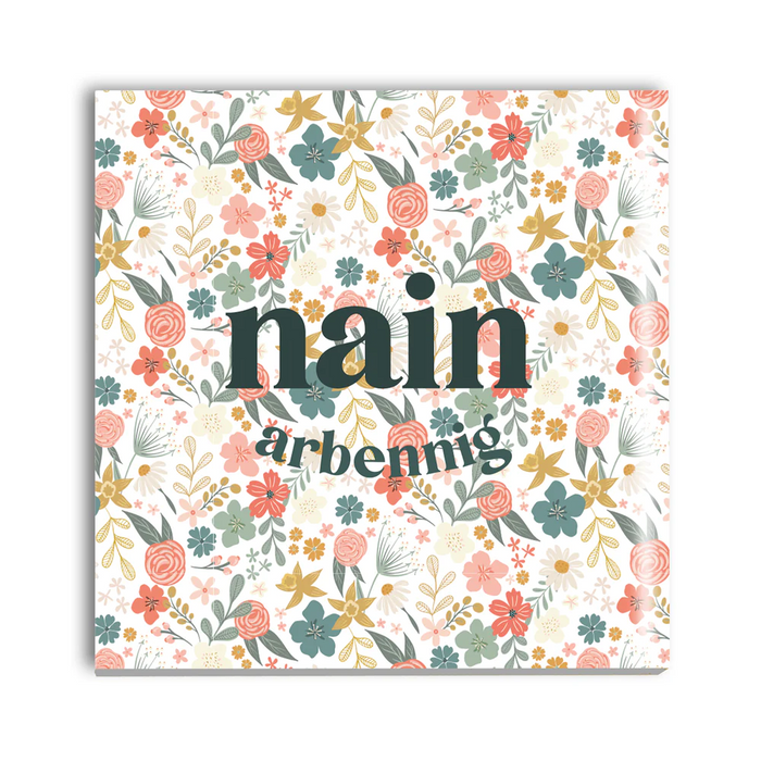 Welsh Mother's Day Coaster 'Nain Arbennig' Wild Flowers