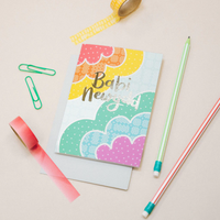 New baby card 'Babi Newydd' rainbow