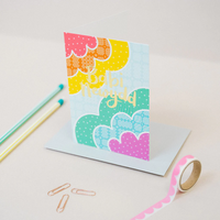 New baby card 'Babi Newydd' rainbow