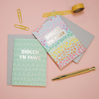 Set of 4 Welsh thank you cards 'Diolch yn Fawr'