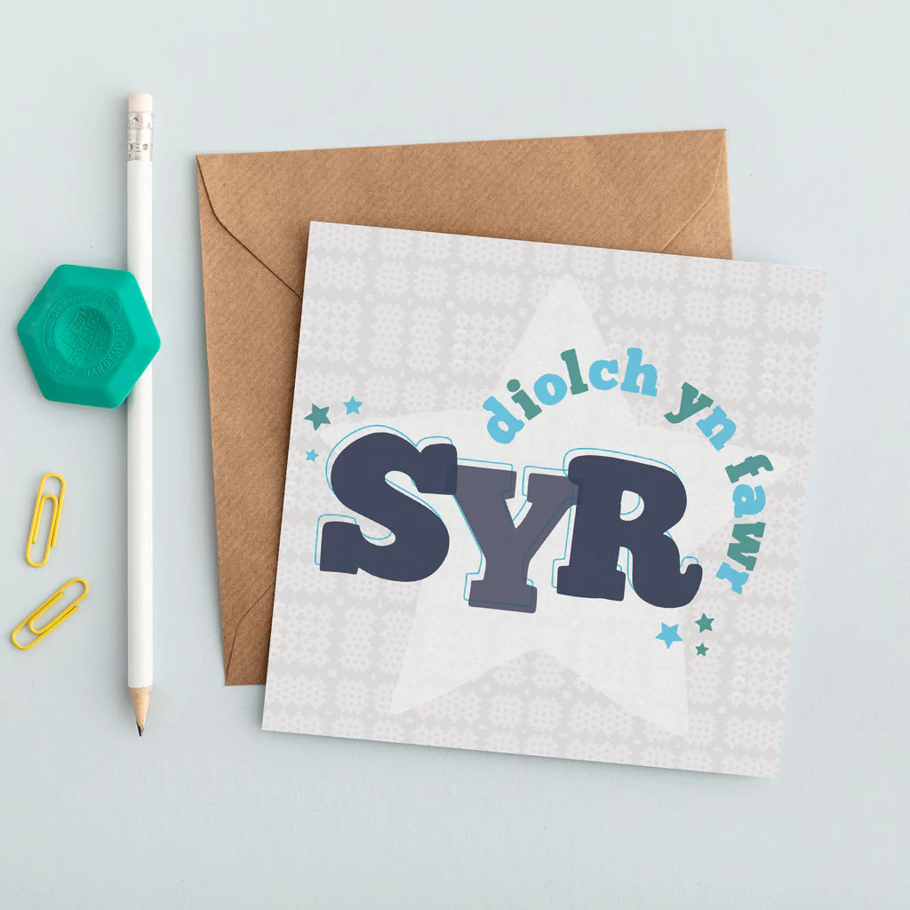 Welsh thank you teacher card &
