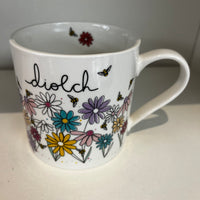 Bone China Mug - Diolch - Flowers