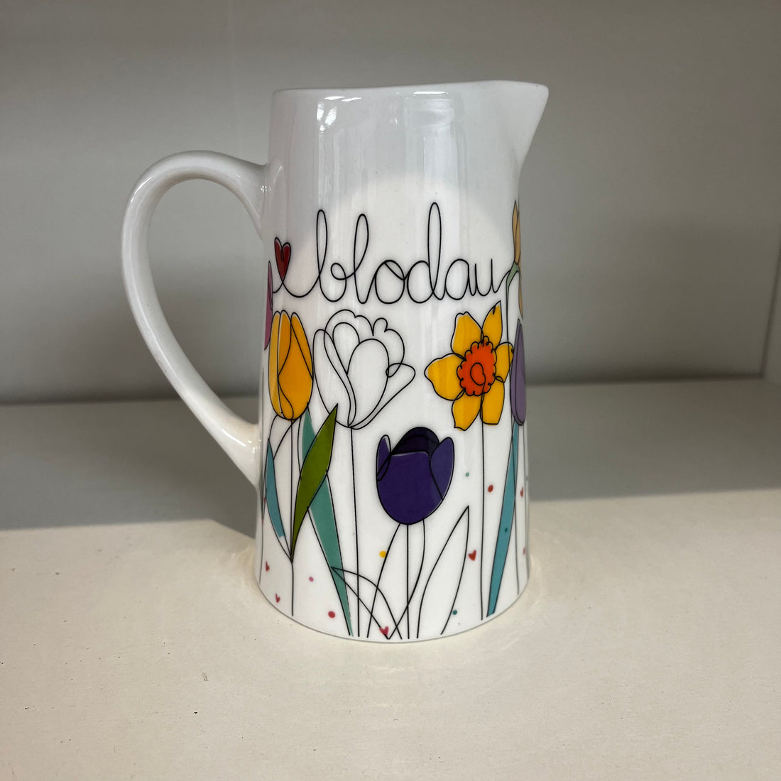 Bone China Jug - Blodau - Daffodils & Tulips