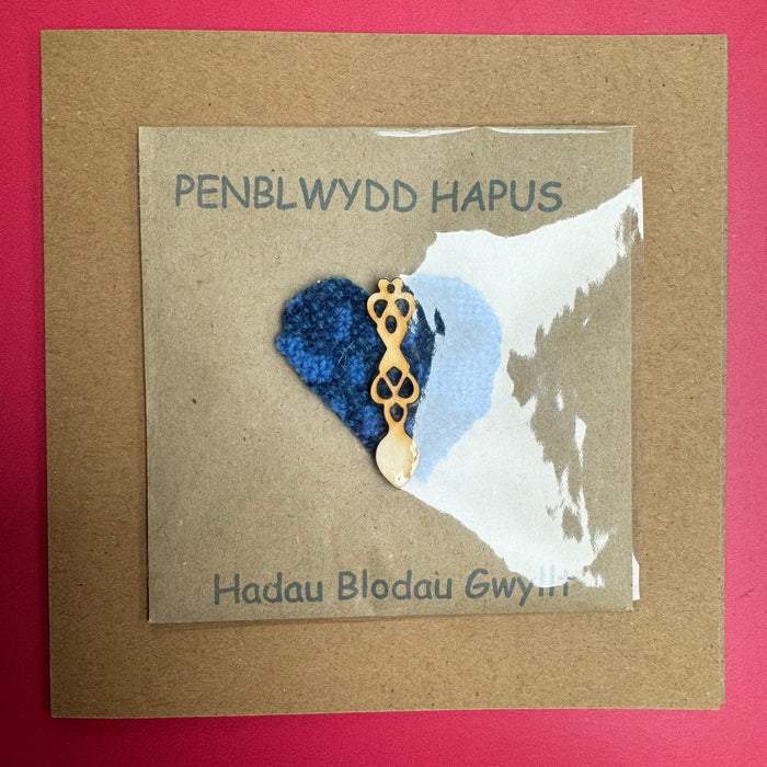 Birthday card 'Penblwydd Hapus' handmade with wild flower seeds - lovespoon