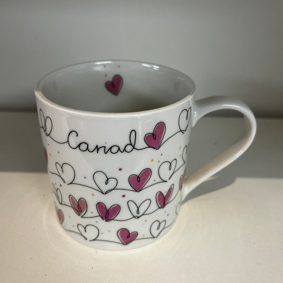 Bone China Mug - Cariad - Hearts