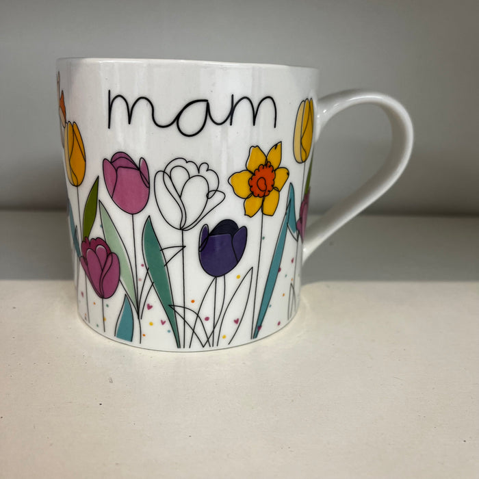 Bone China Mug - Mam - Daffodils & Tulips