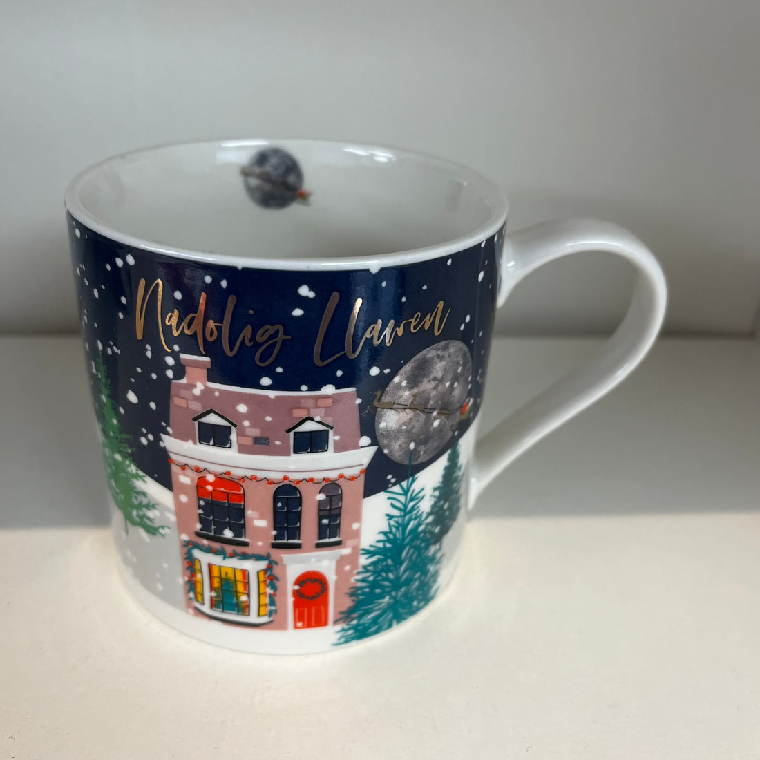 Bone China Christmas Mug - Nadolig Llawen - Santa
