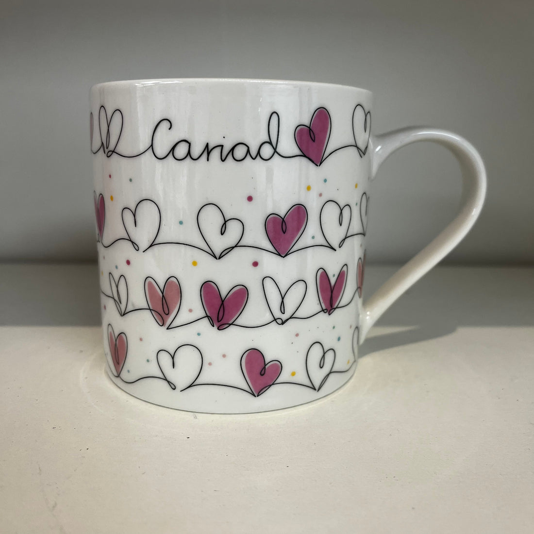 Bone China Mug - Cariad - Hearts