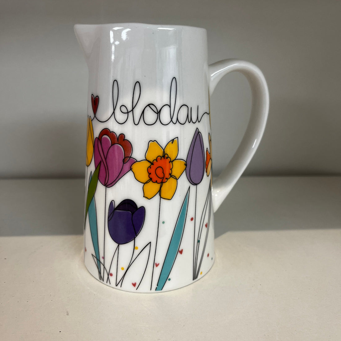 Bone China Jug - Blodau - Daffodils & Tulips